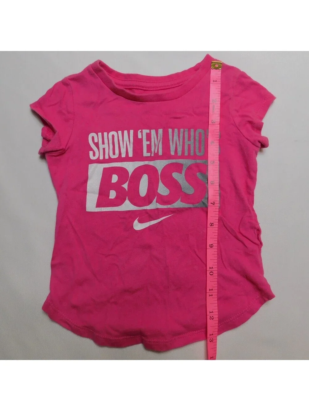 Nike Toddler Girls Pink Graphic T Shirt Size 2T Show Em Who's Boss Swoosh